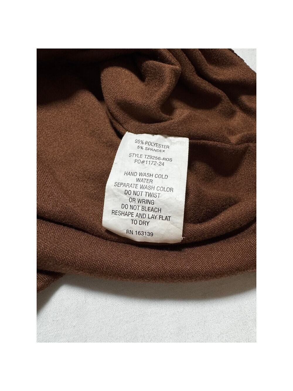 Scoop Neck Brown Stretch Layering Long Sleeve Fitted Top Womens S - Picture 6 of 6